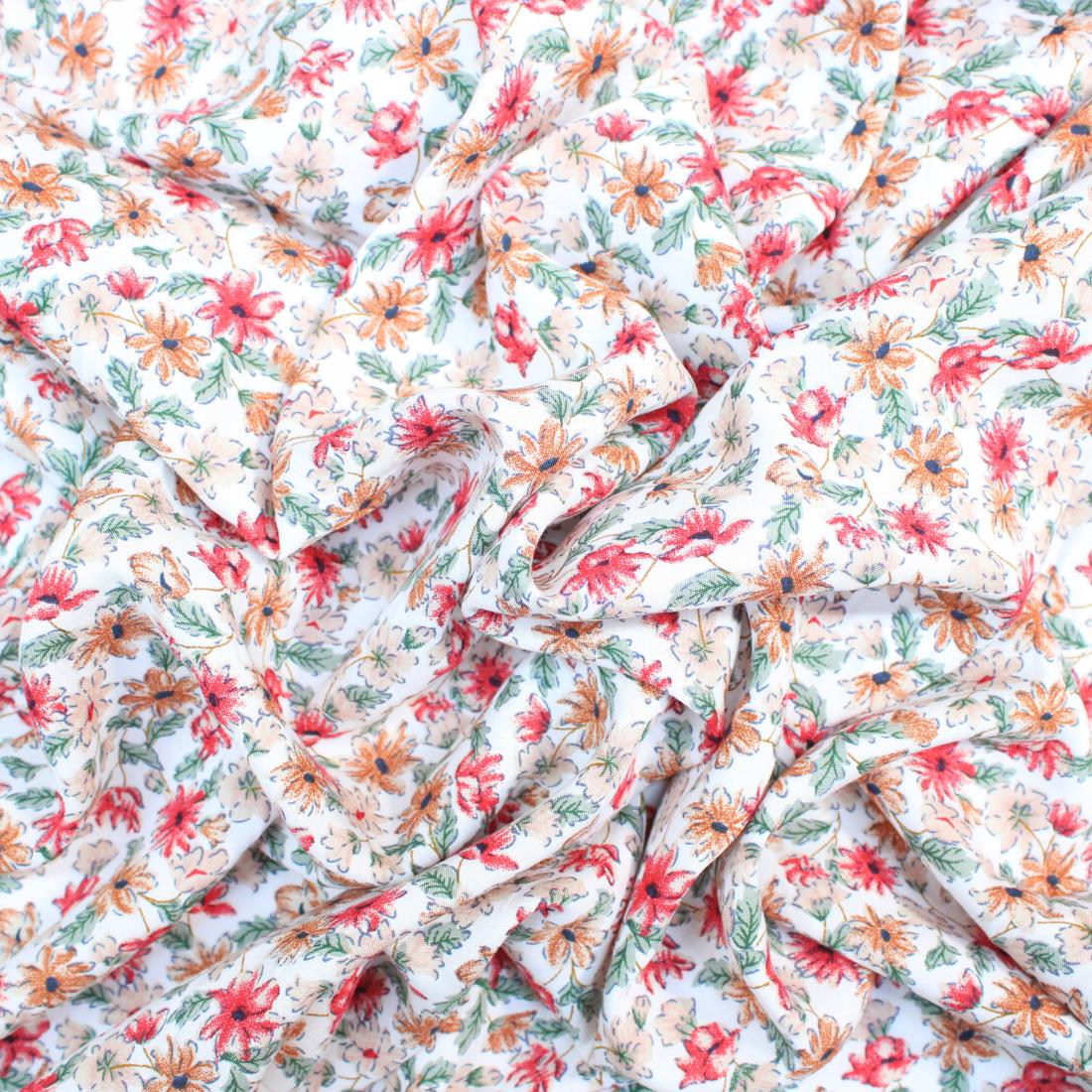 White Crepe 2 Yards of Printed Dressmaking Viscose