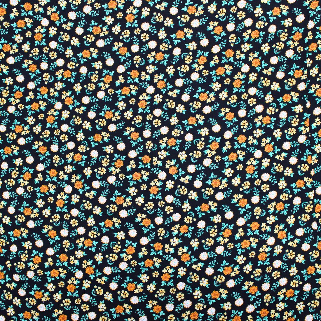 Black Crepe 2 Yards of Printed Dressmaking Viscose