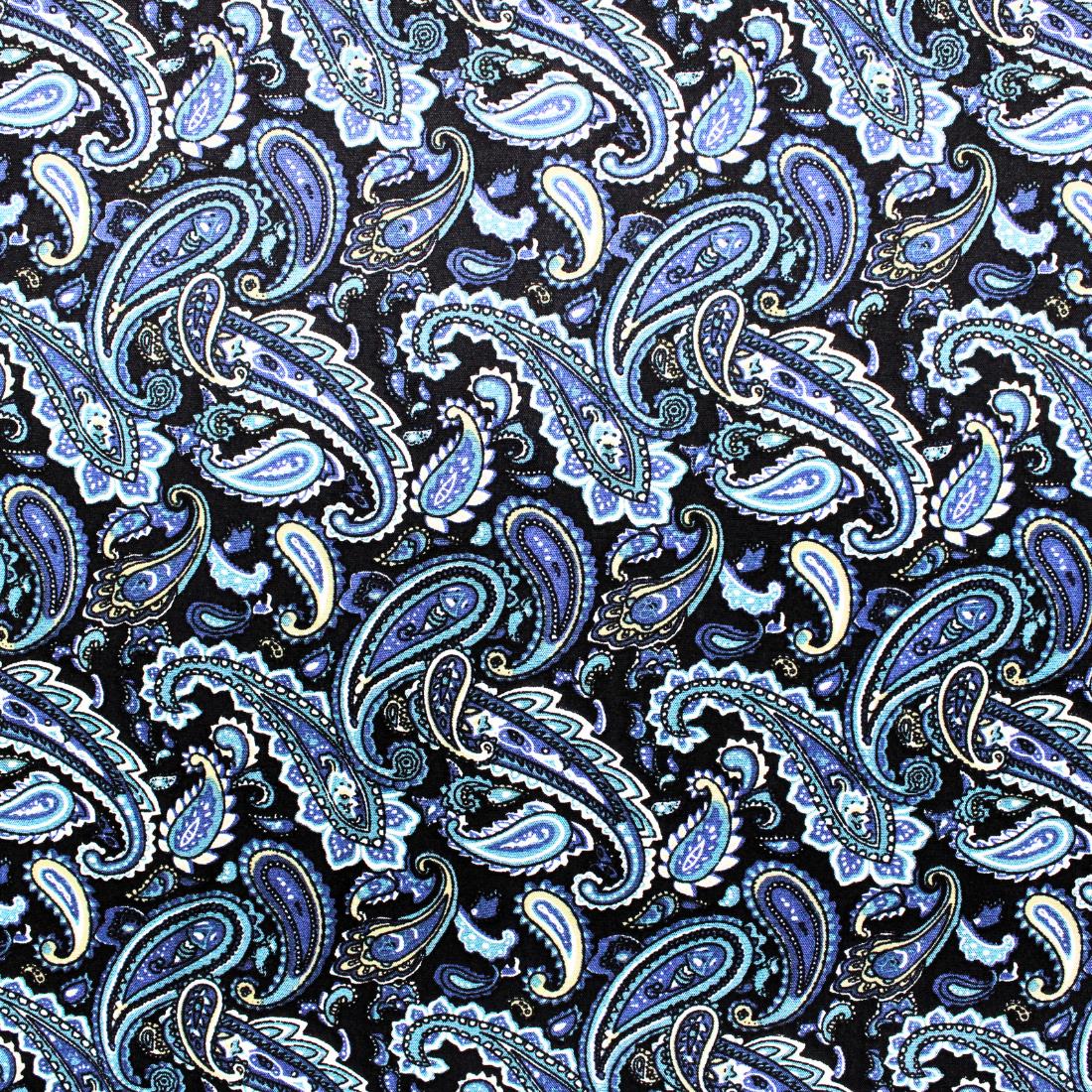 Blue & Black Crepe 2 Yards of Printed Dressmaking Viscose