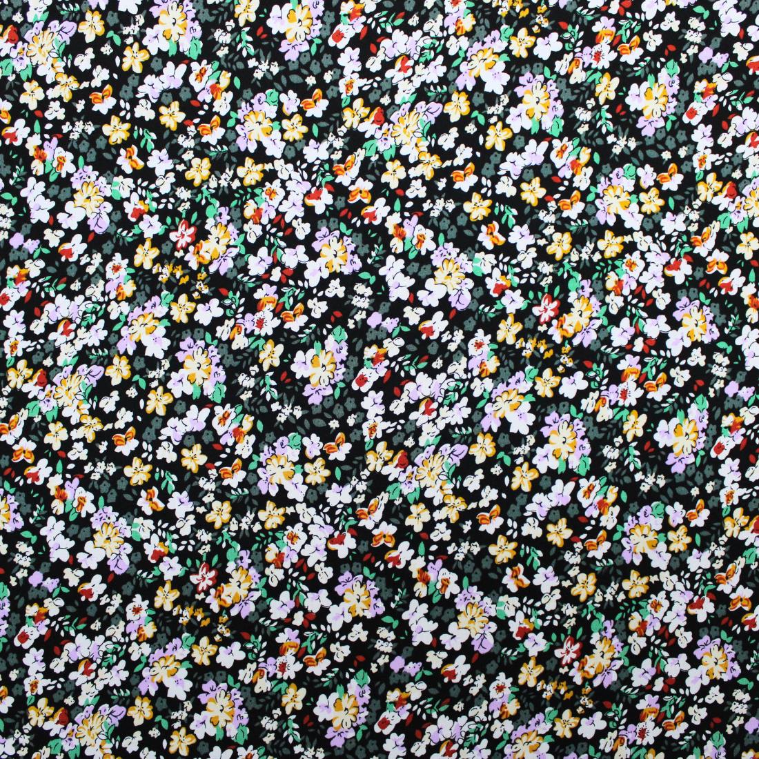 Black Crepe 2 Yards of Printed Dressmaking Viscose