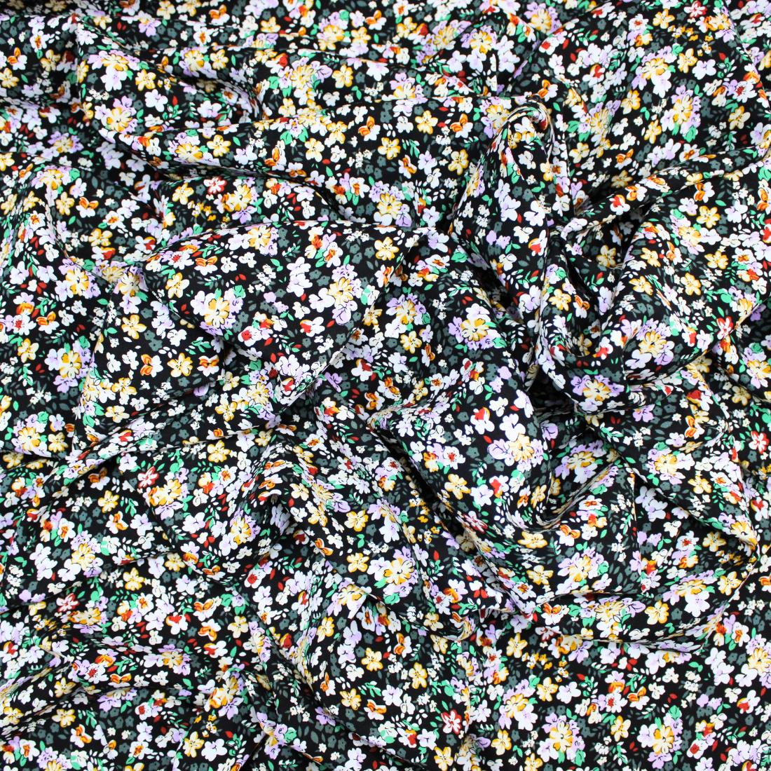Black Crepe 2 Yards of Printed Dressmaking Viscose