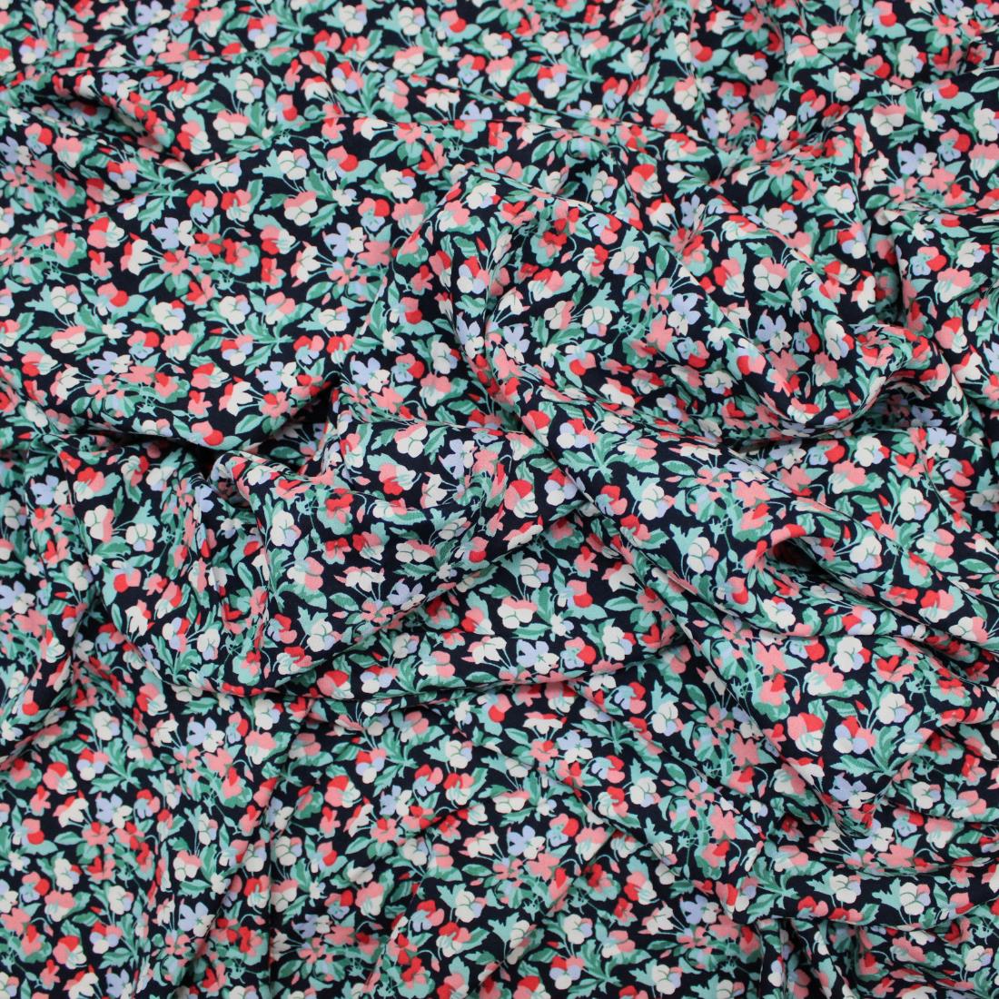 Black Crepe 2 Yards of Printed Dressmaking Viscose