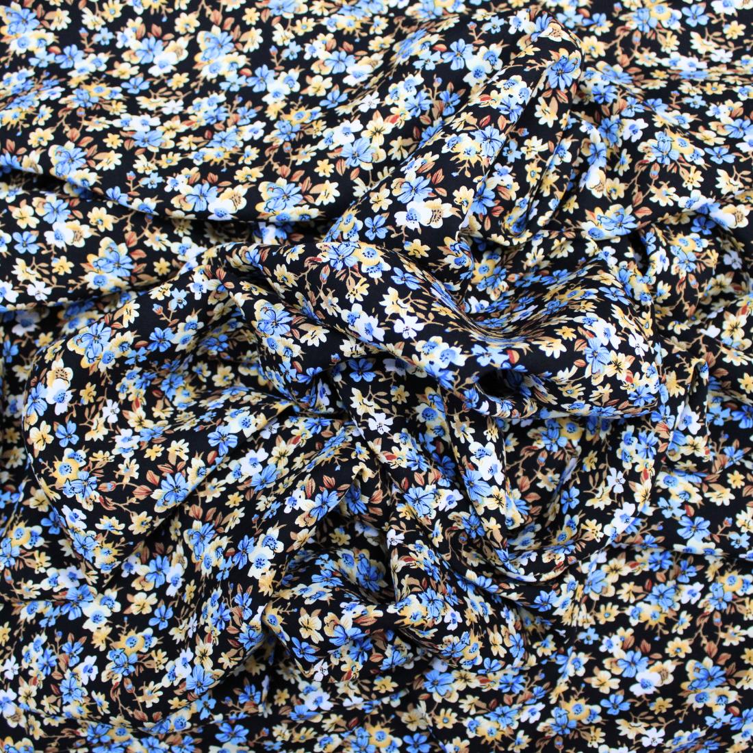 Black Crepe 2 Yards of Printed Dressmaking Viscose