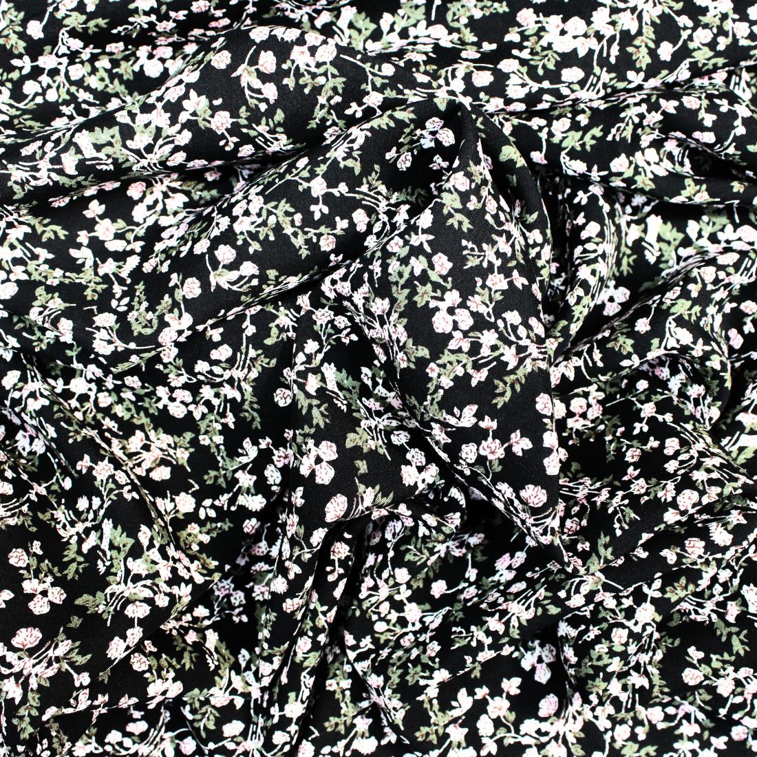 Black Crepe 2 Yards of Printed Dressmaking Viscose