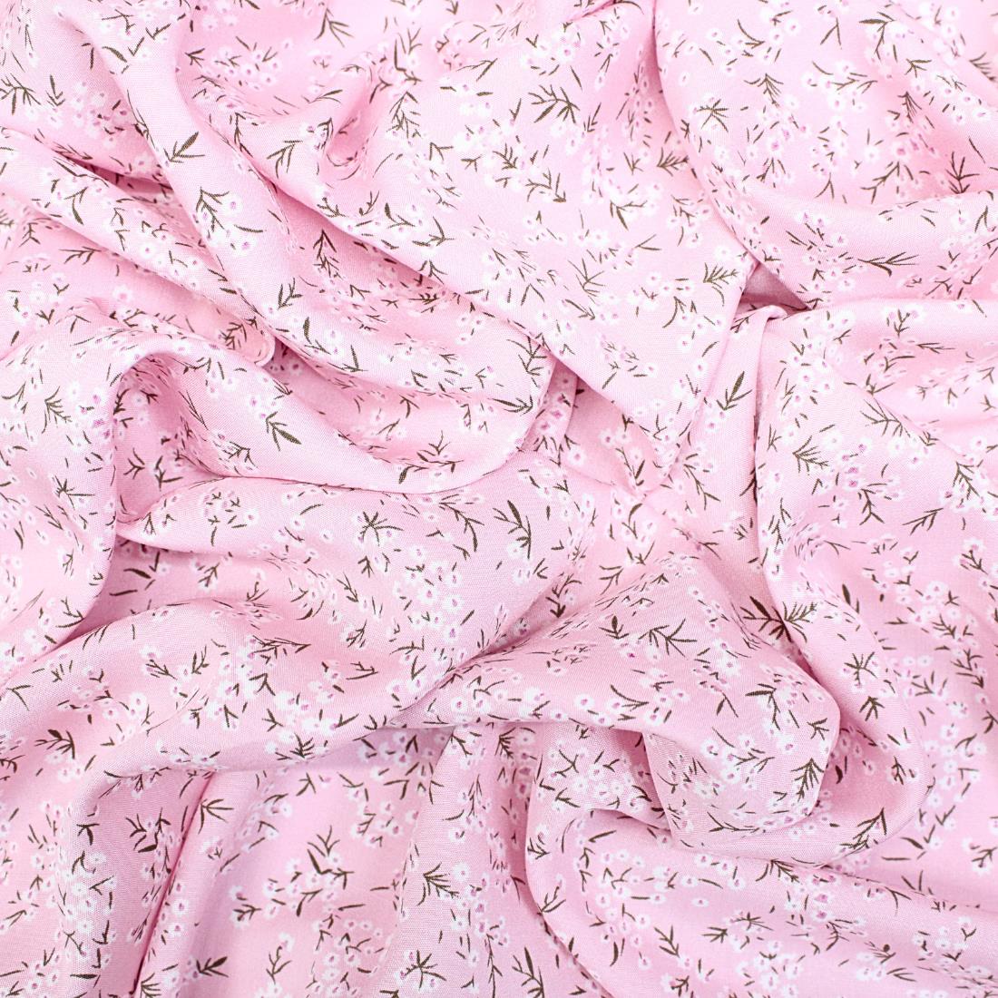 Pink Crepe 2 Yards of Printed Dressmaking Viscose