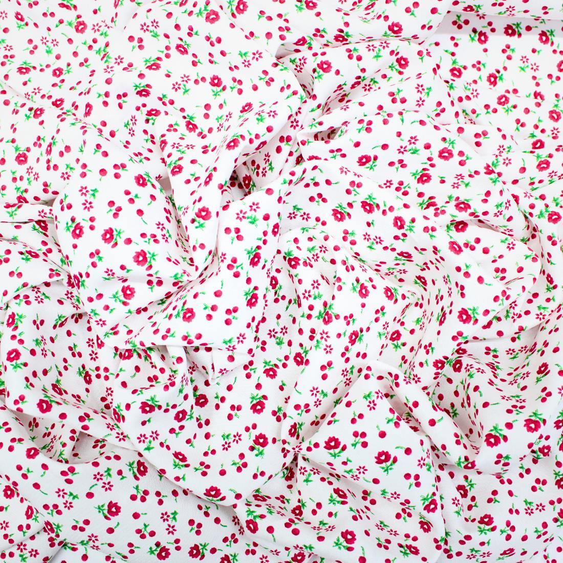 White Crepe 2 Yards of Printed Dressmaking Viscose
