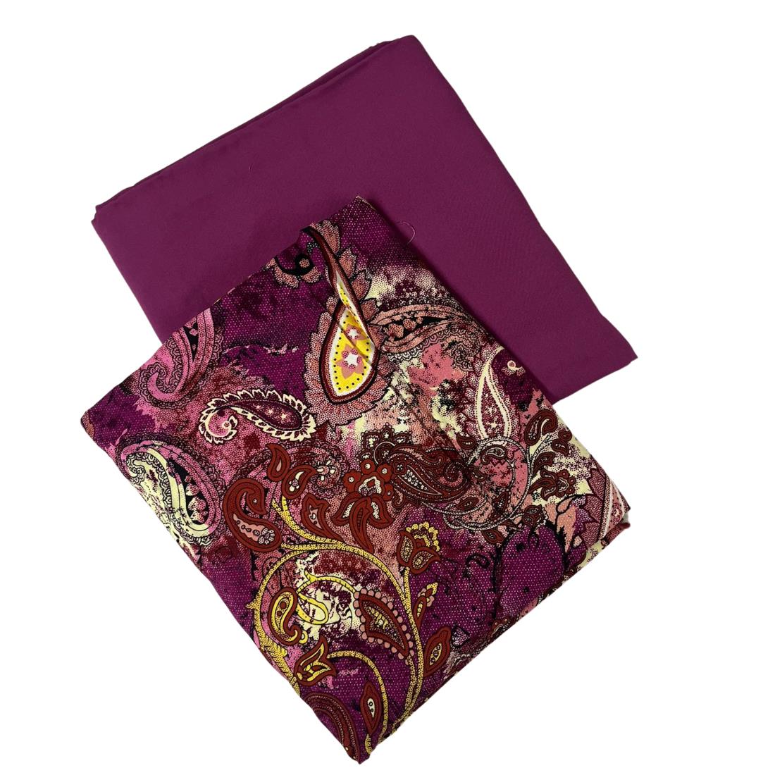 Magenta Printed Crepe 2 Piece Summer Viscose Suit