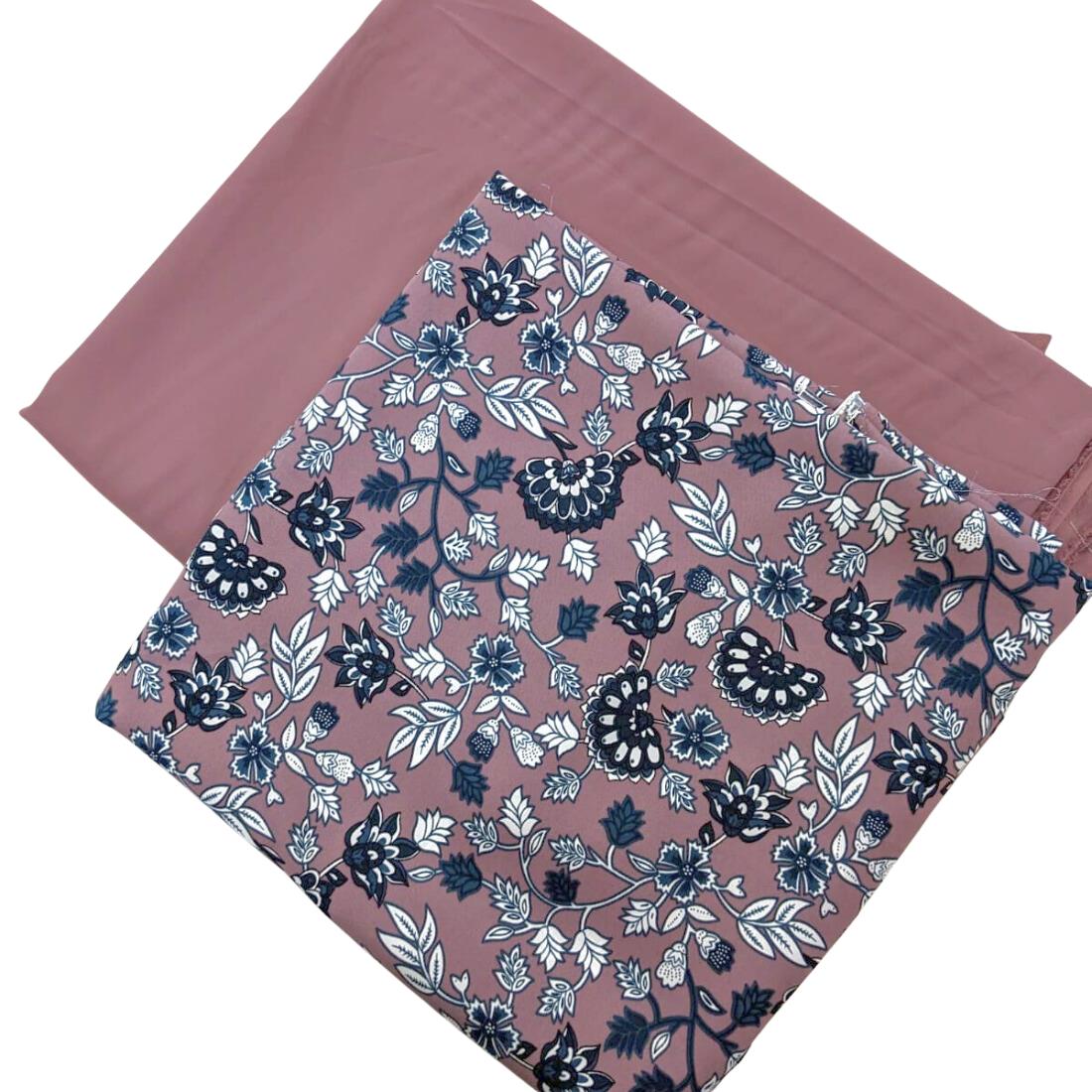 Mauve Printed Crepe 2 Piece Summer Viscose Suit