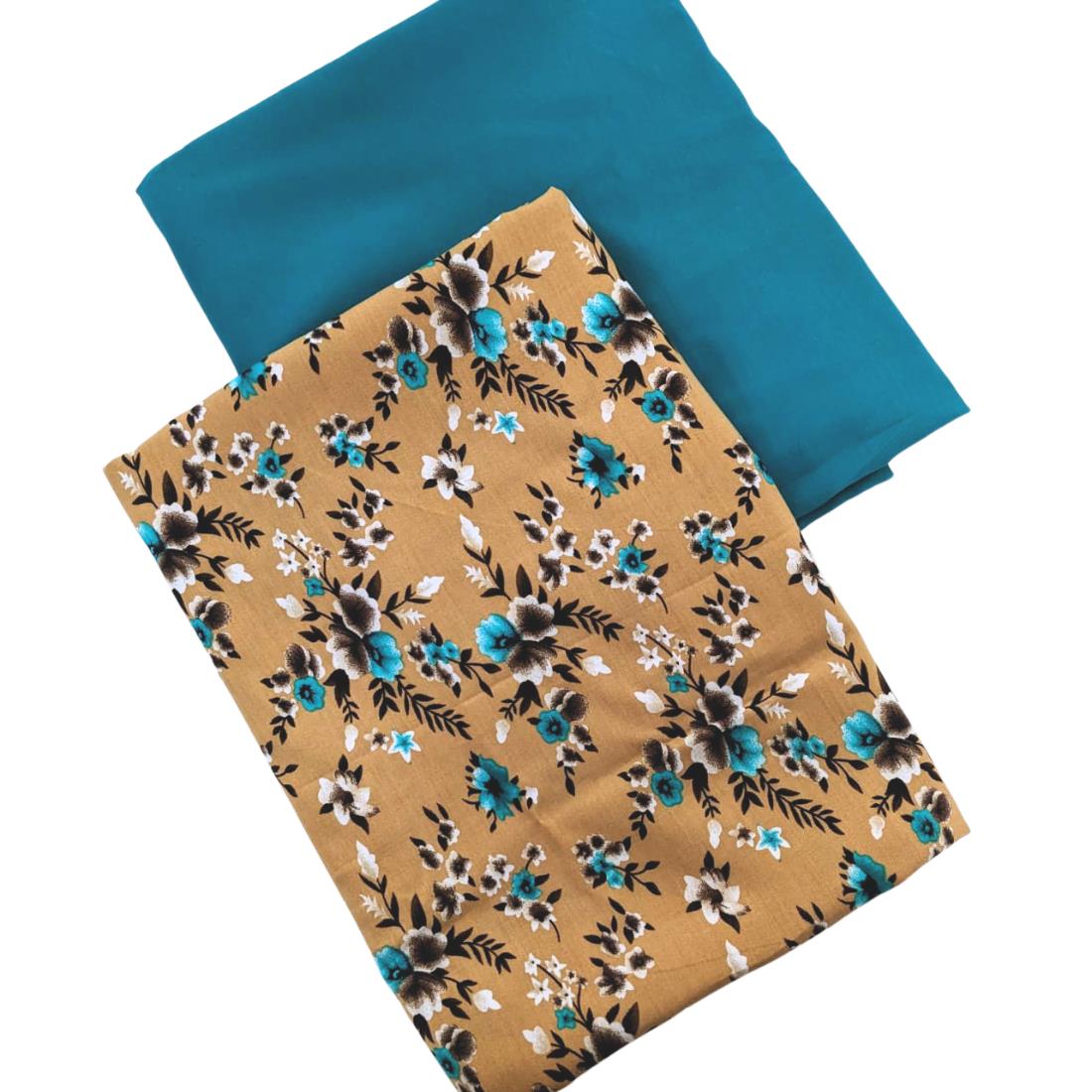 Gold & Green Printed Crepe 2 Piece Summer Viscose Suit