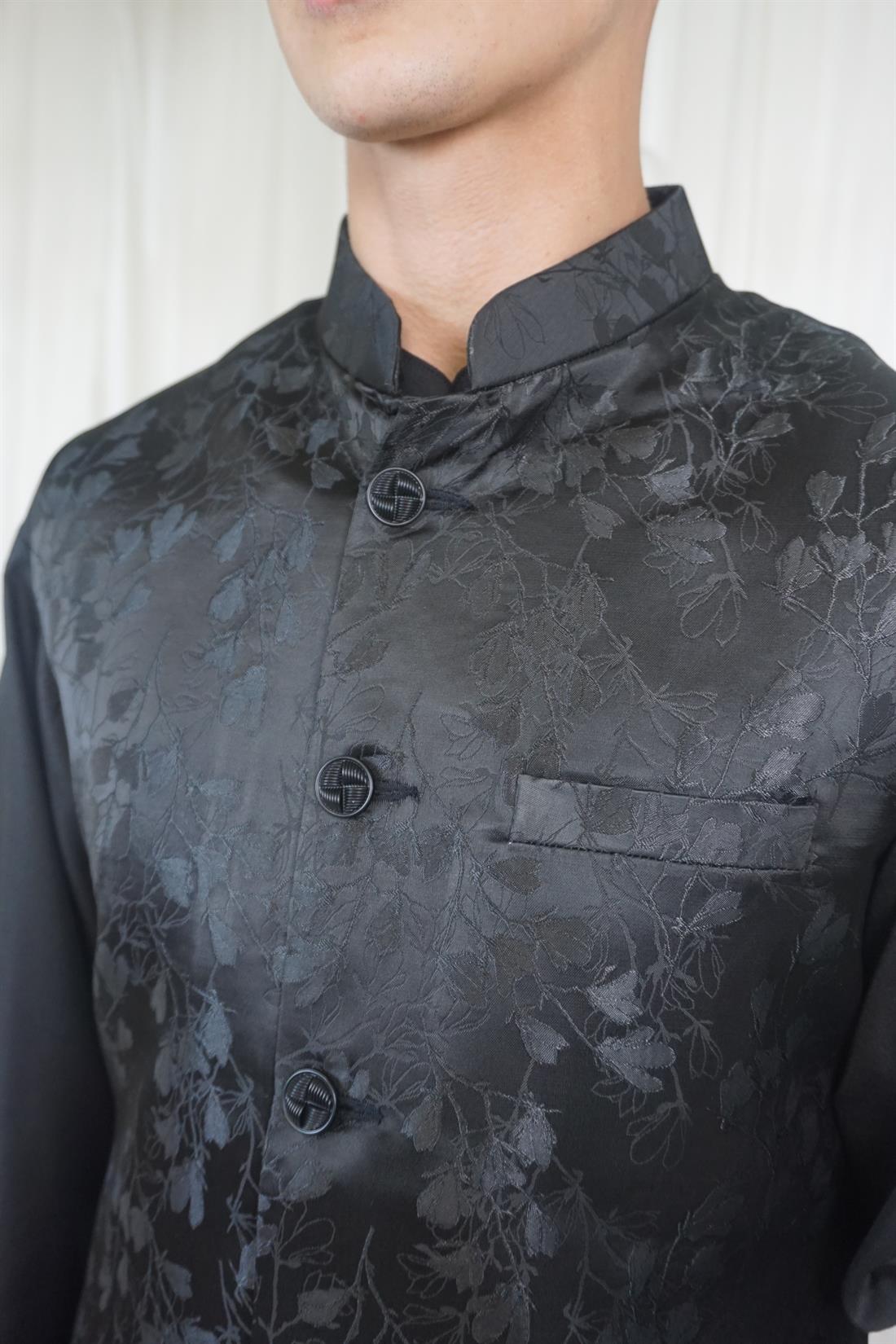 Black Waistcoat with Shining Flowers