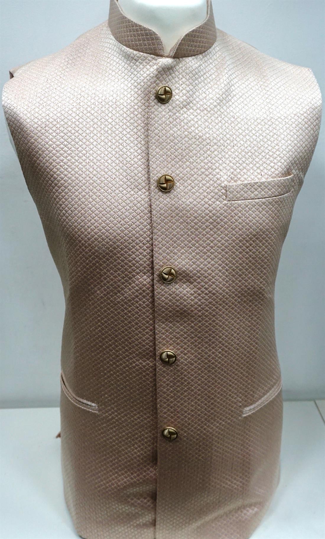 Peach Mens Brocade Waistcoat.