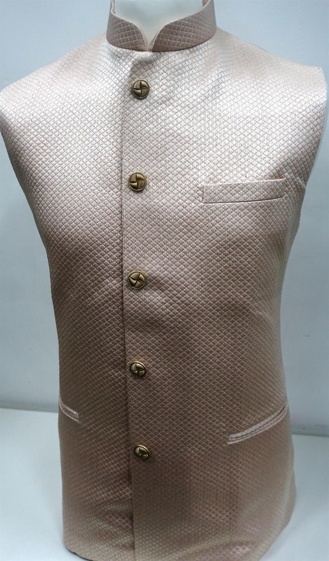 Peach Mens Brocade Waistcoat.