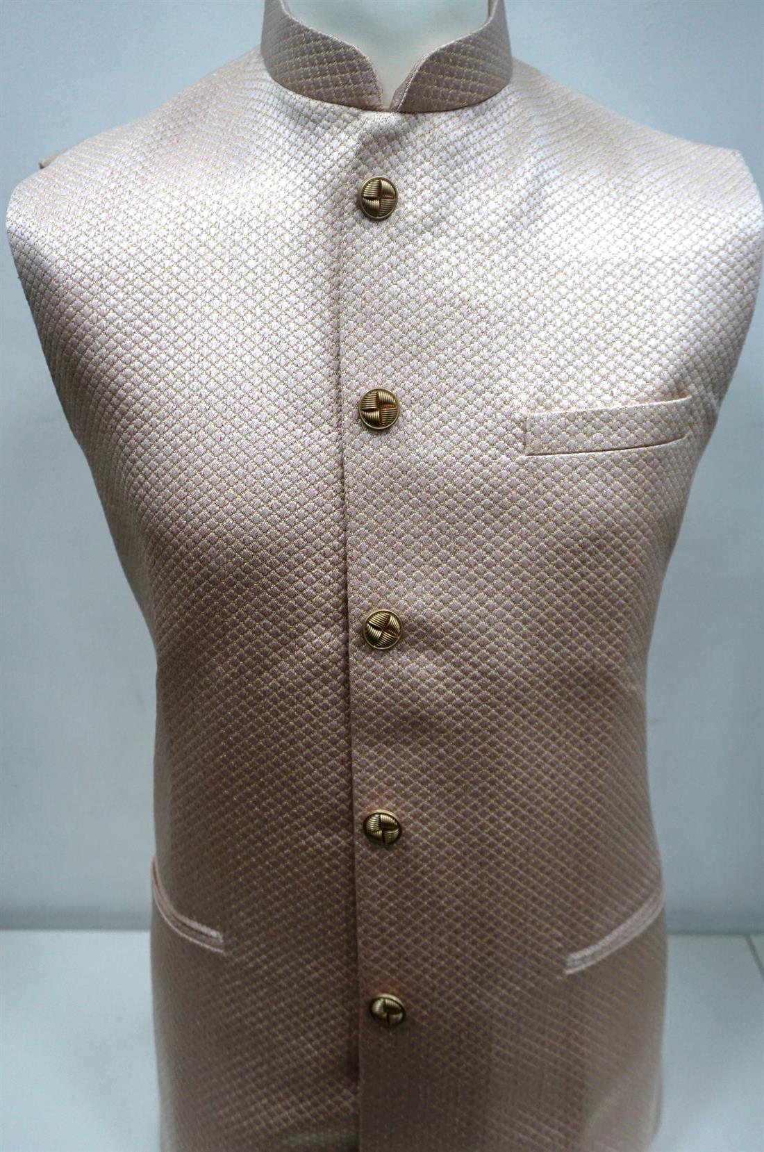 Peach Mens Brocade Waistcoat.