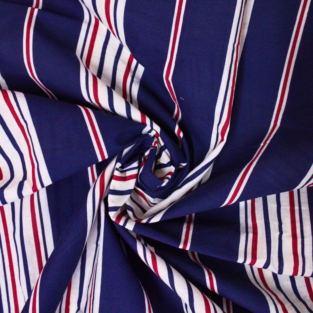 Multicolour Stripes Polyester Cotton Fabric