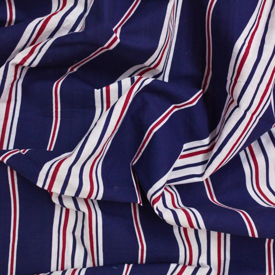 Multicolour Stripes Polyester Cotton Fabric