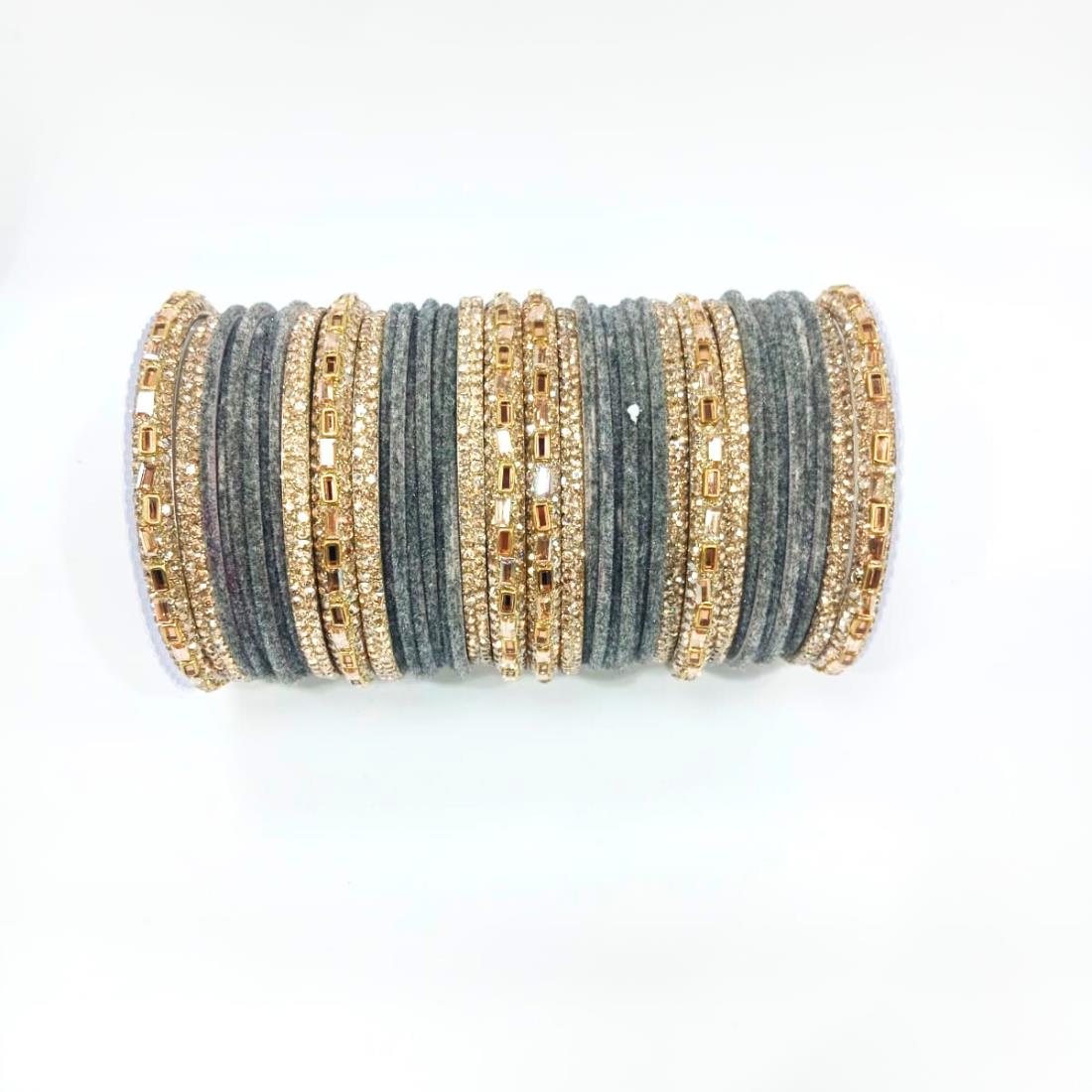 Dark Grey Beautiful Designer Bangles Set.
