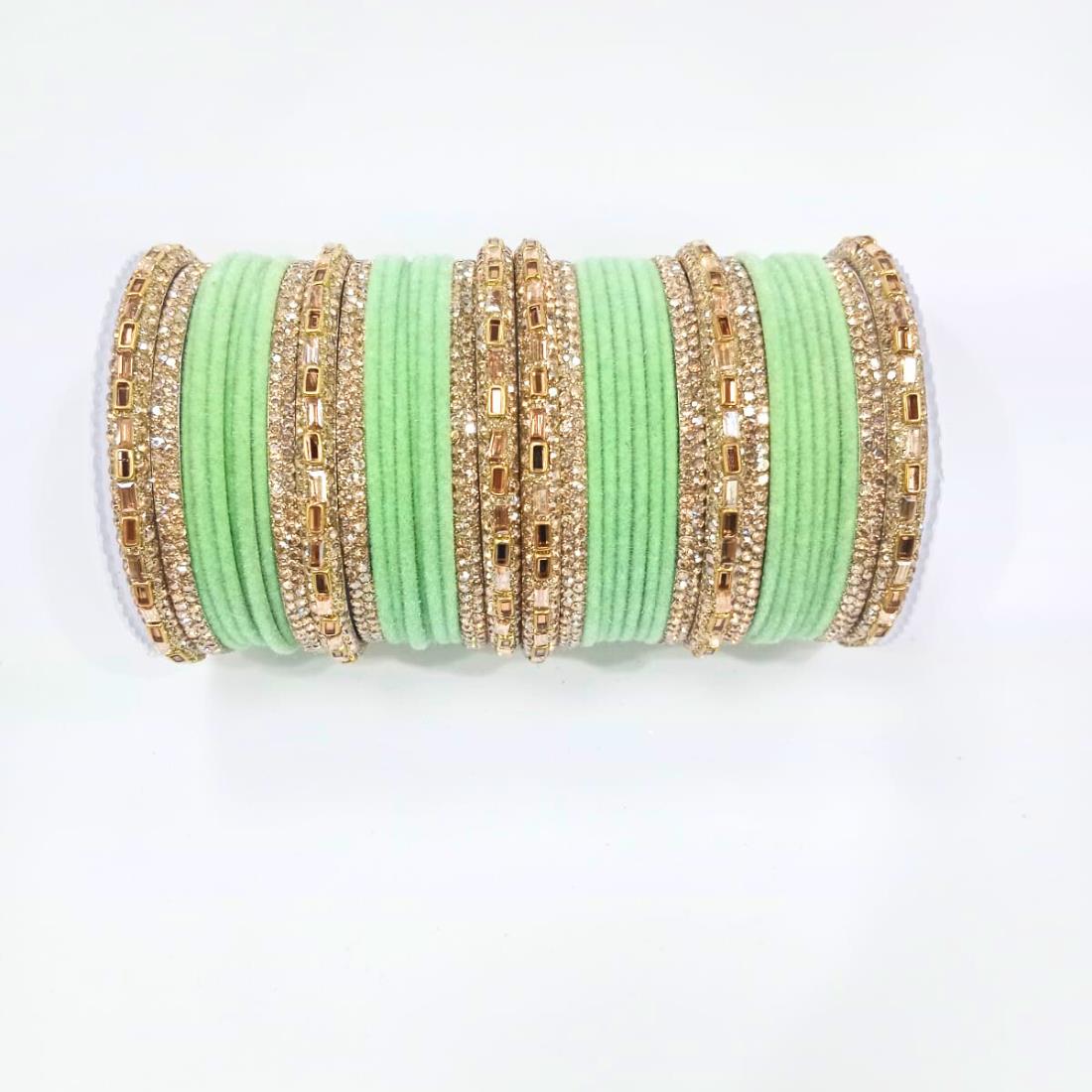 Lime Green Beautiful Designer Bangles Set.