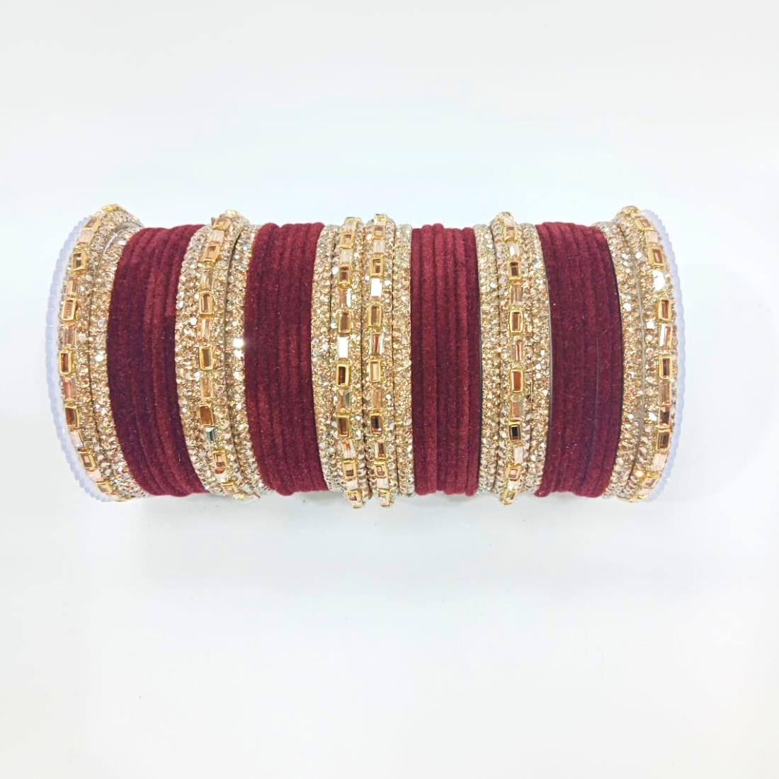 Maroon Beautiful Designer Bangles Set.