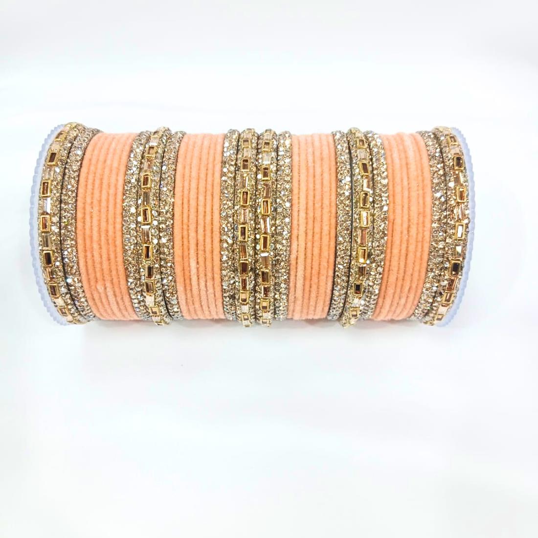 Peach Beautiful Designer Bangles Set.
