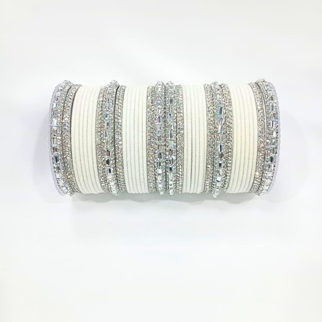 White Beautiful Designer Bangles Set.