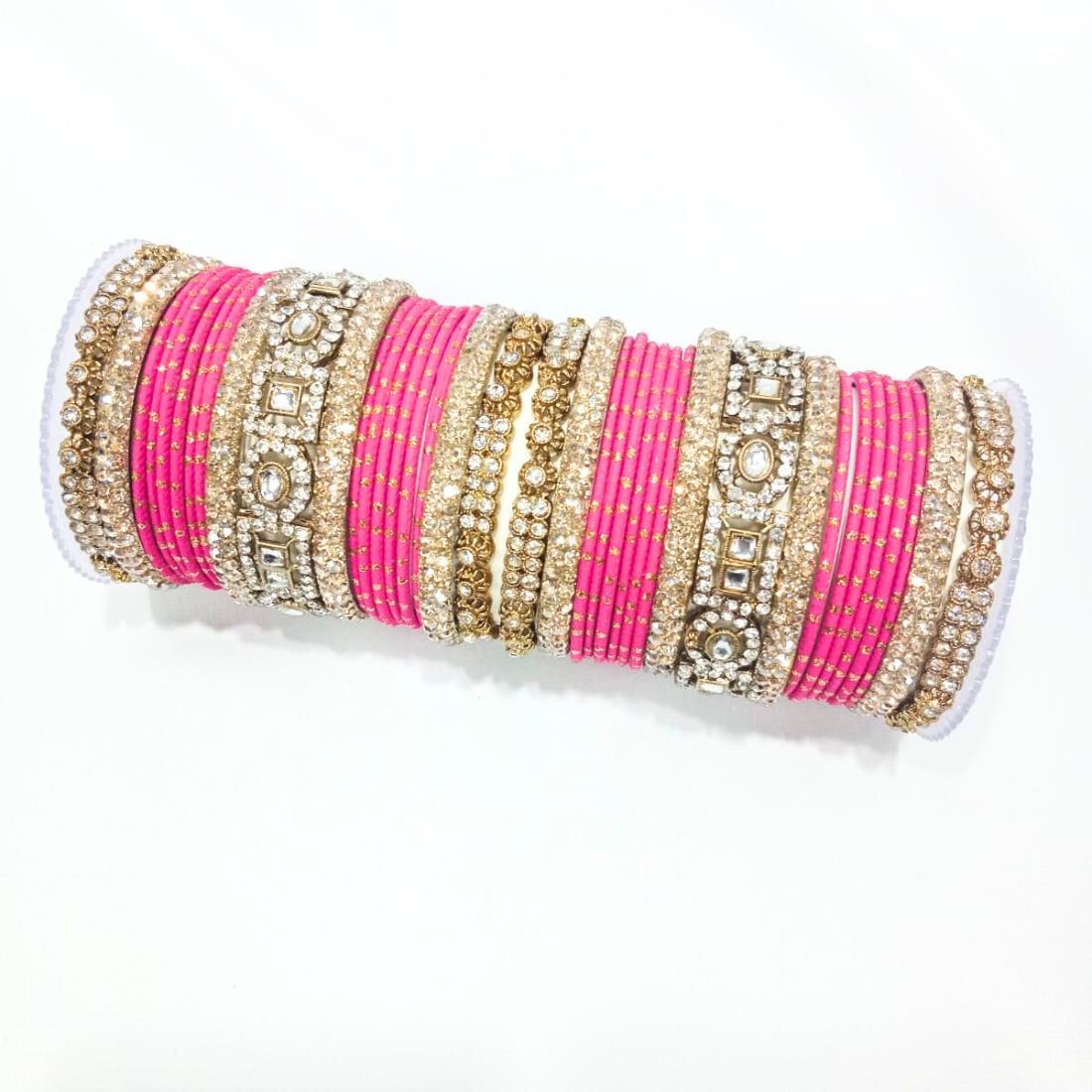 Hot Pink Beautiful Designer Bangles Set.