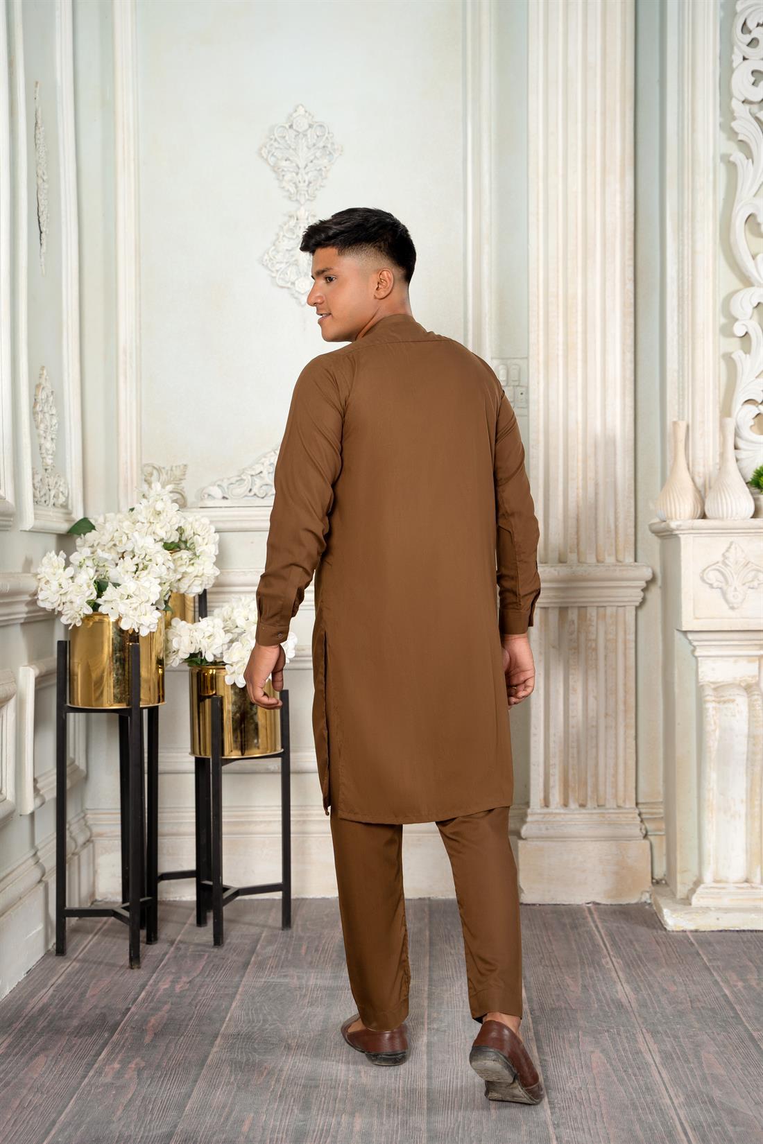 Brown Mens Salwar Kameez