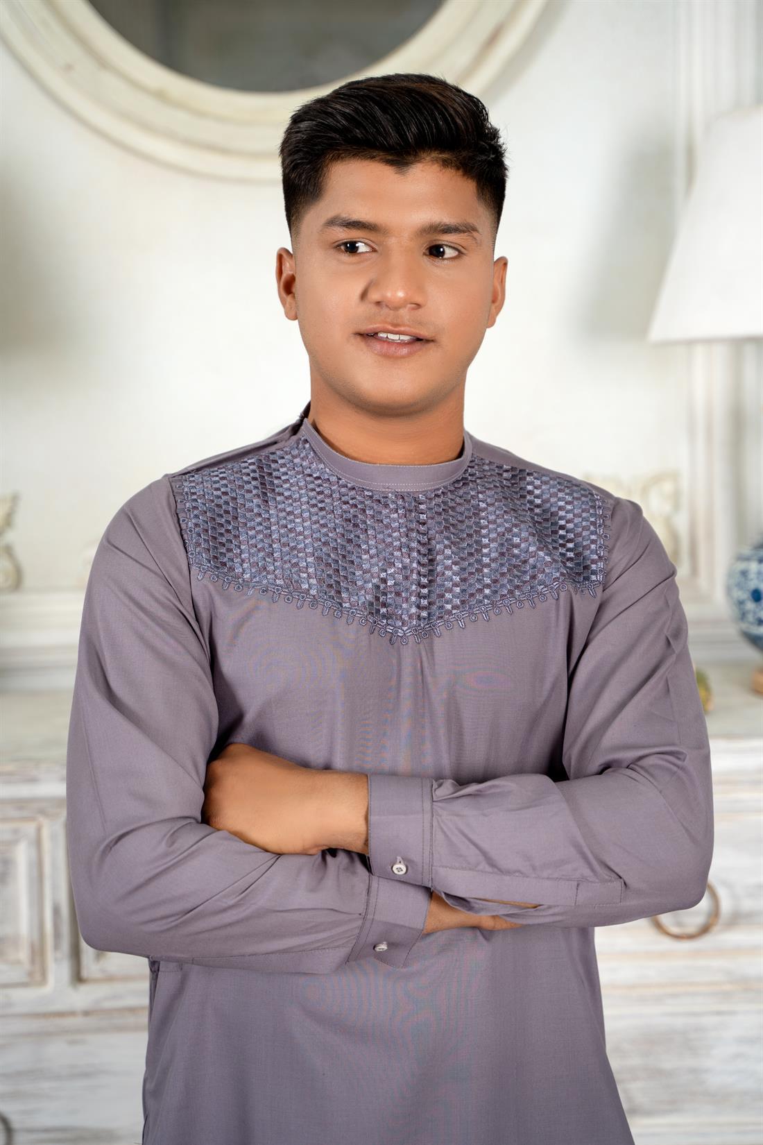 Grey Mens Salwar Kameez
