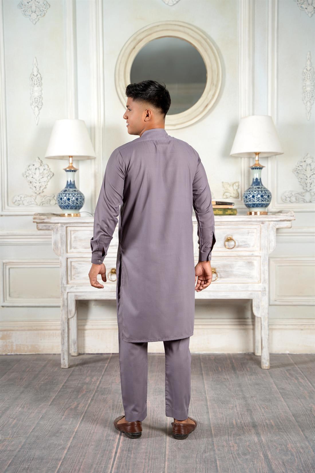 Grey Mens Salwar Kameez