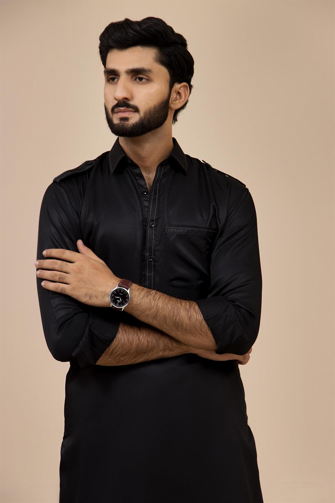 Black Mens Salwar Kameez