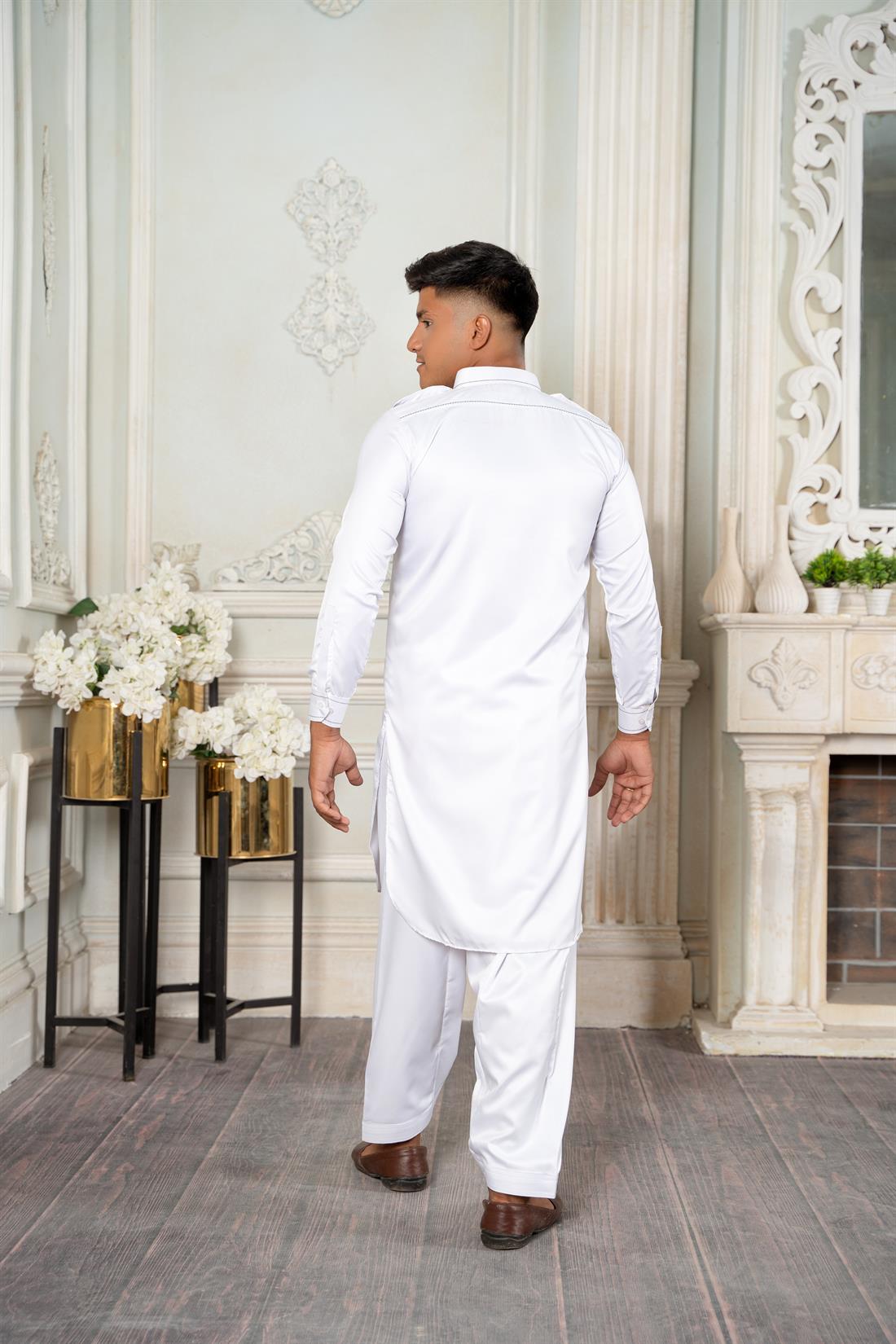 White Cotton Boys Shalwar Kameez