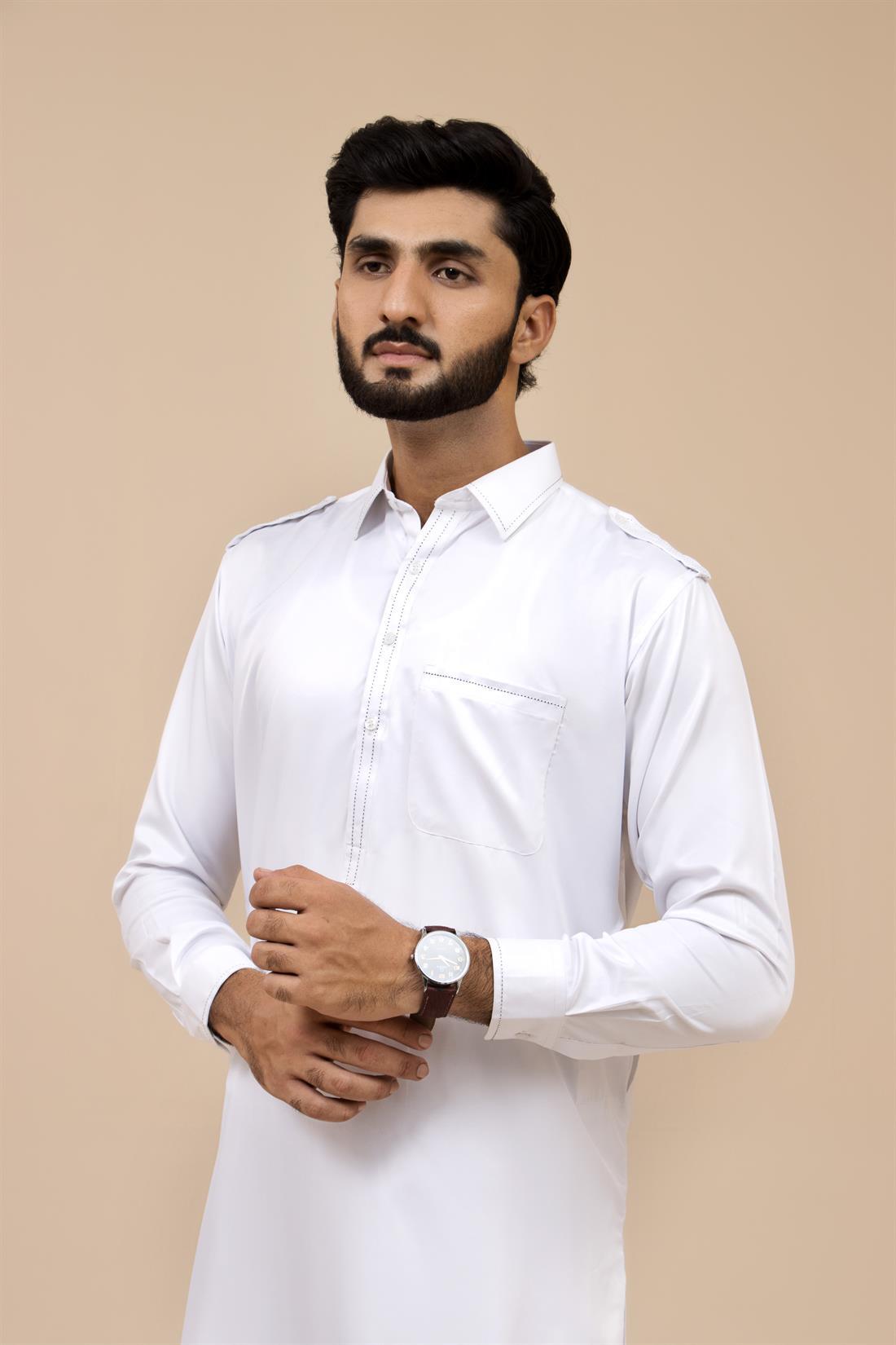 White Mens Salwar Kameez