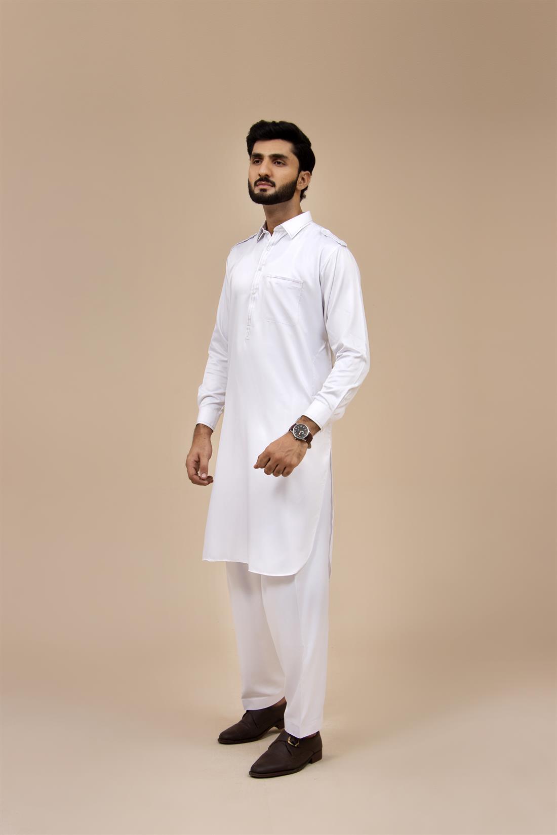 White Mens Salwar Kameez