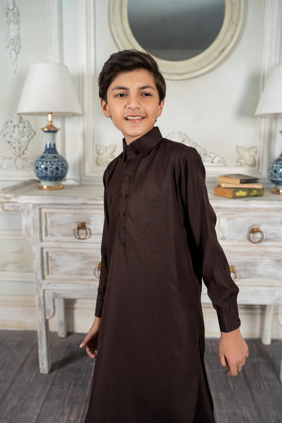 Dark Brown Mens Salwar Kameez