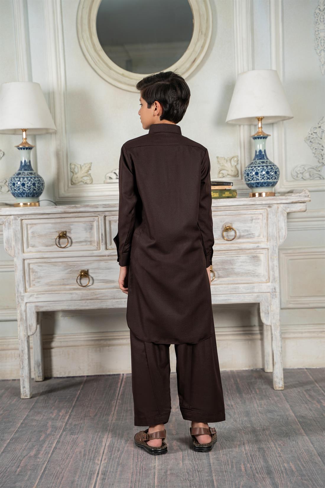 Dark Brown Mens Salwar Kameez