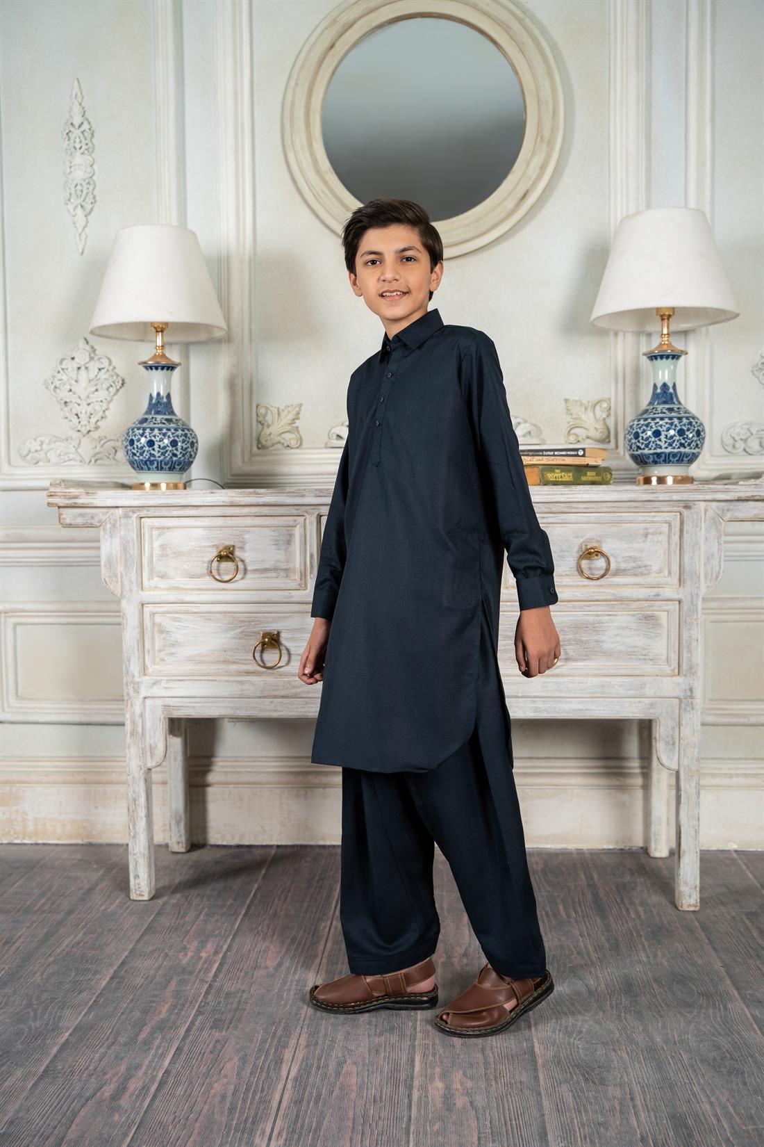 Greenish Blue Mens Salwar Kameez