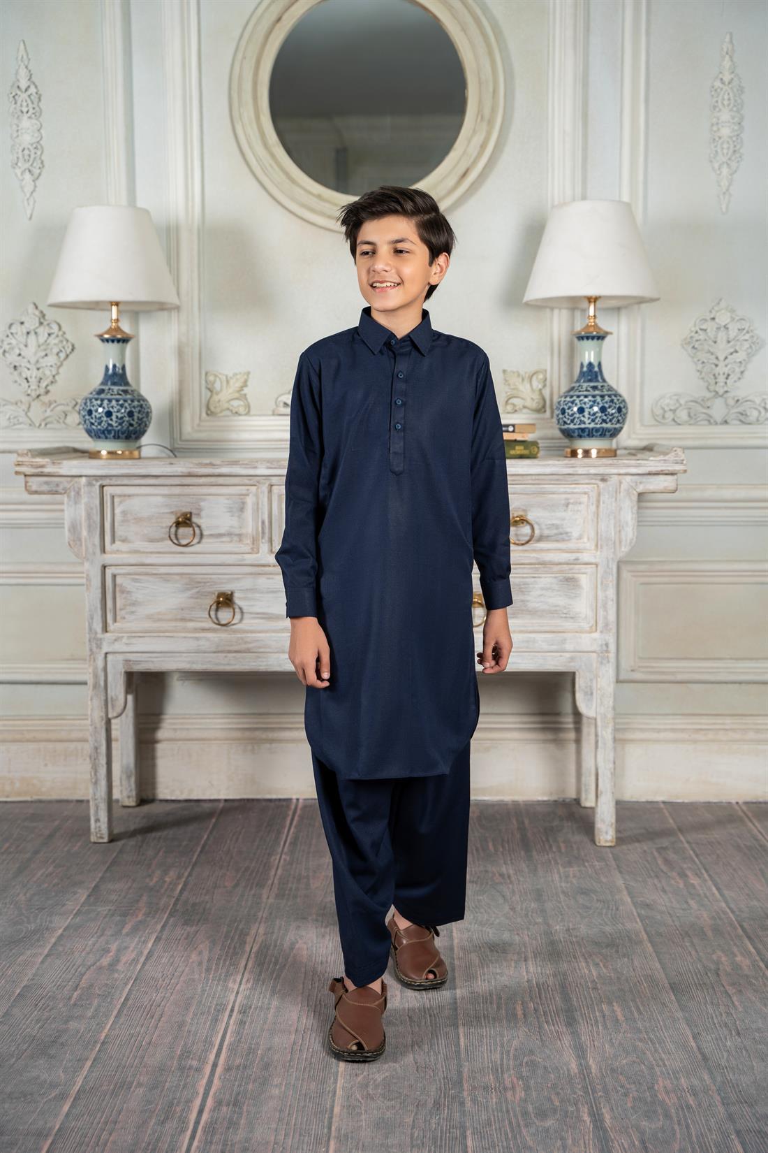 Navy Blue Mens Salwar Kameez