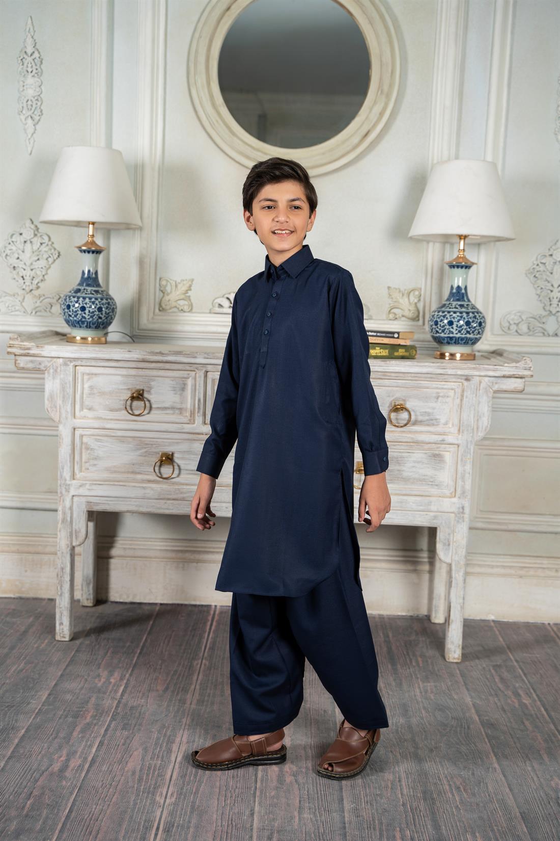 Navy Blue Mens Salwar Kameez
