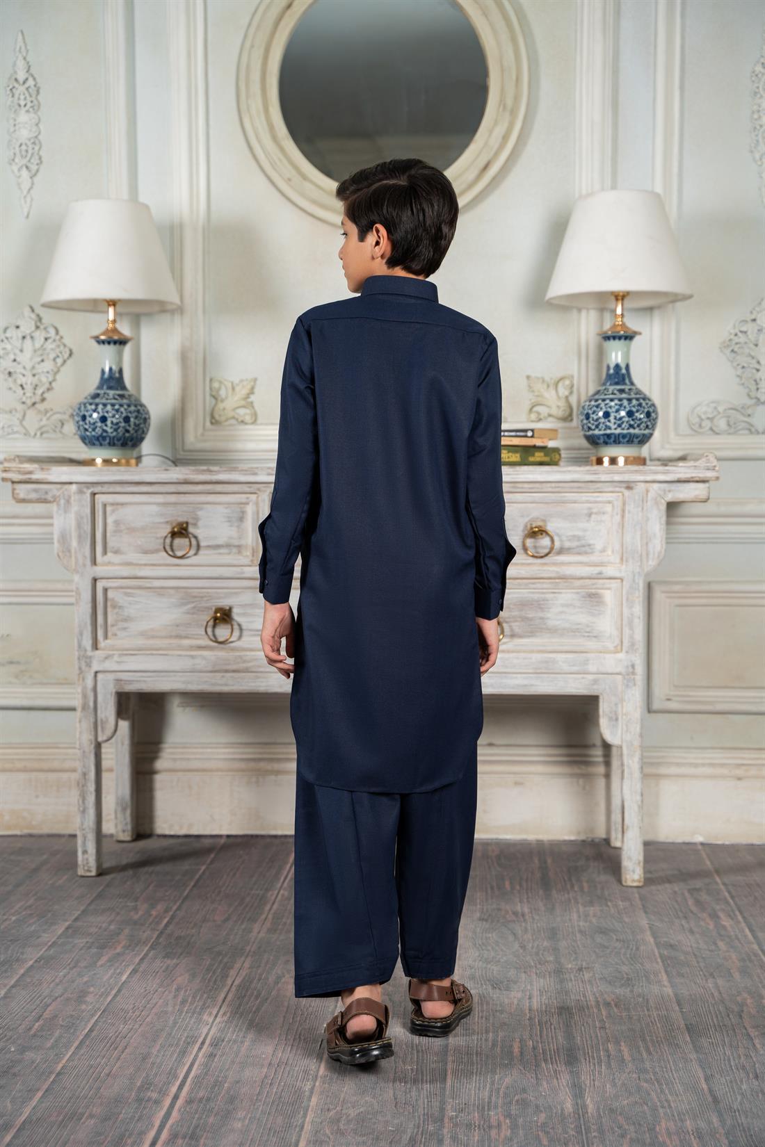 Navy Blue Mens Salwar Kameez