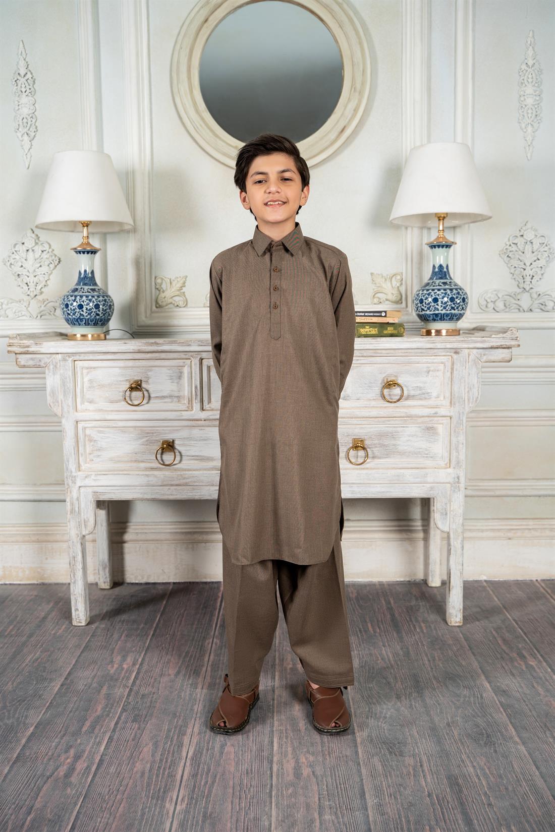 Brown Mens Salwar Kameez