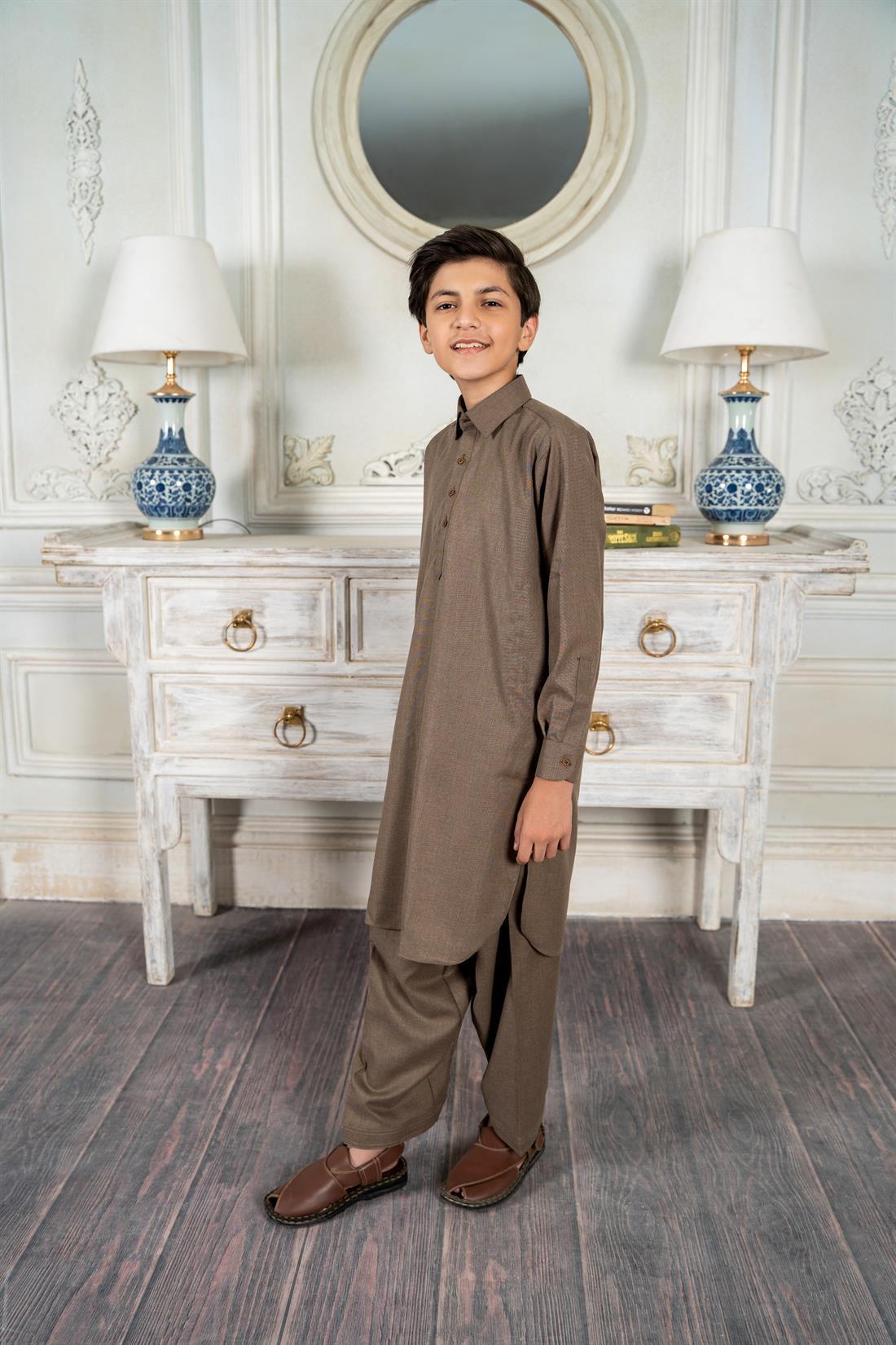 Brown Mens Salwar Kameez