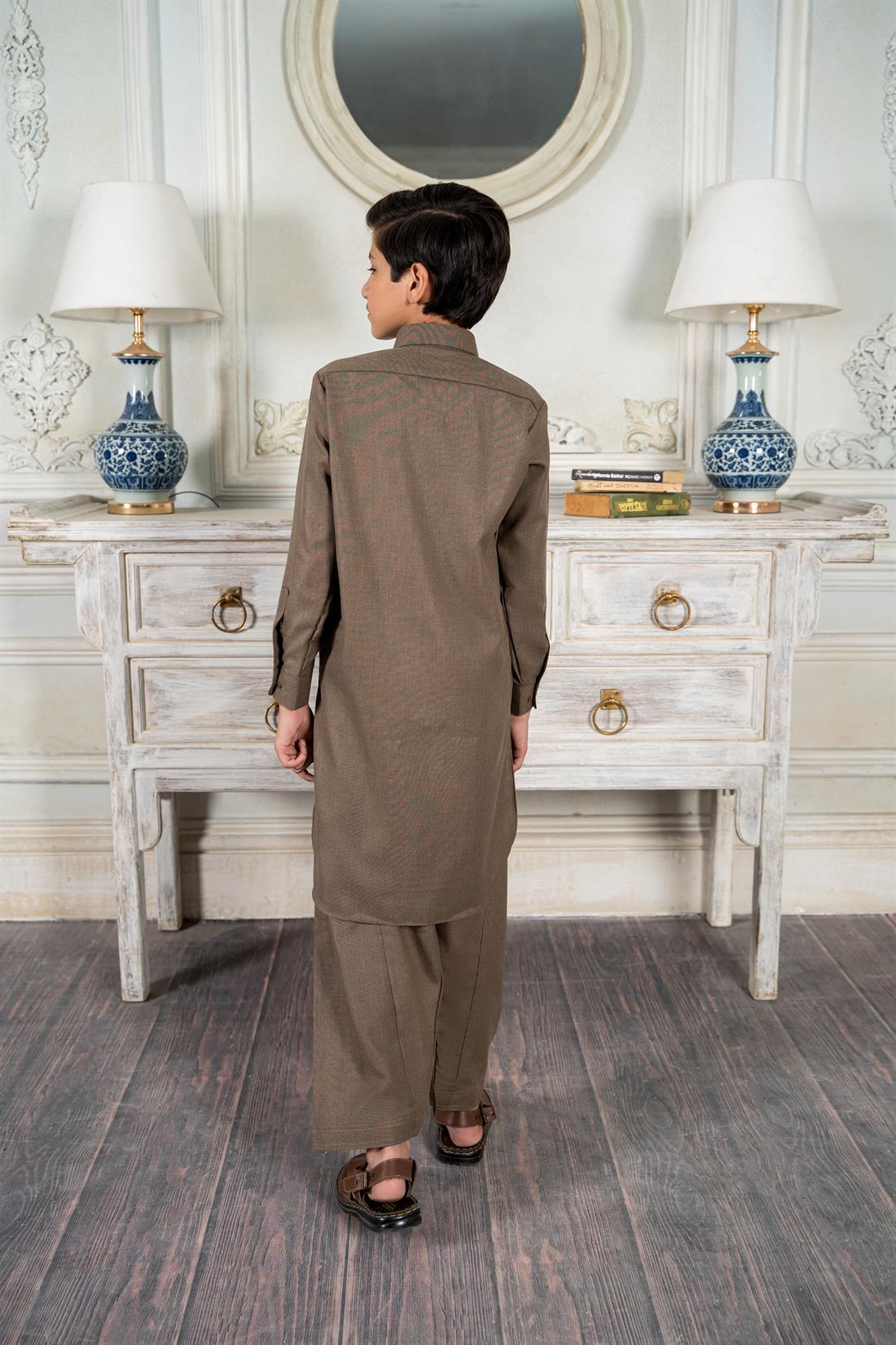 Brown Mens Salwar Kameez