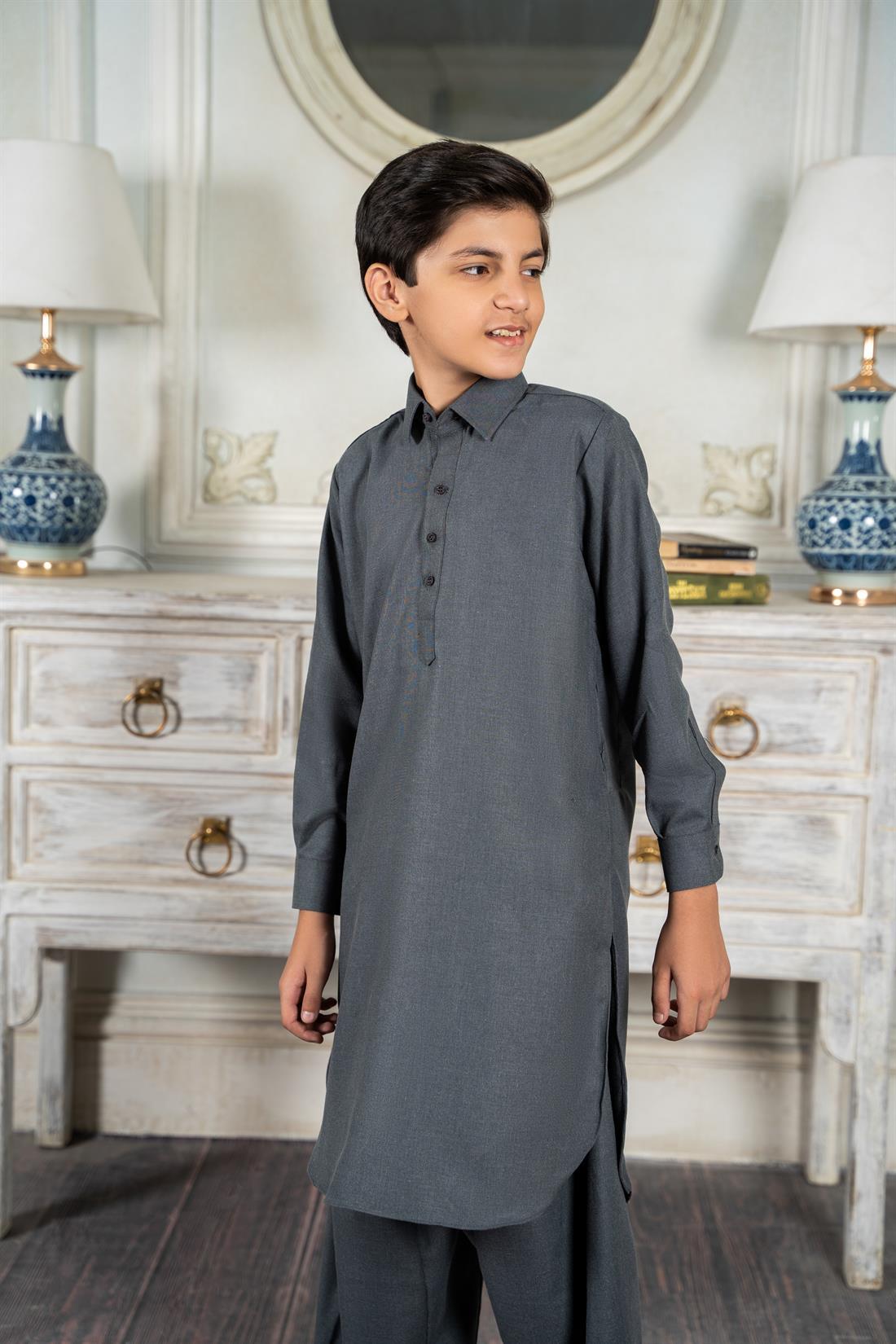Dark Grey Mens Salwar Kameez