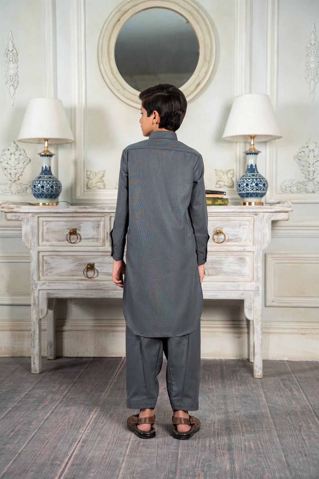 Dark Grey Mens Salwar Kameez