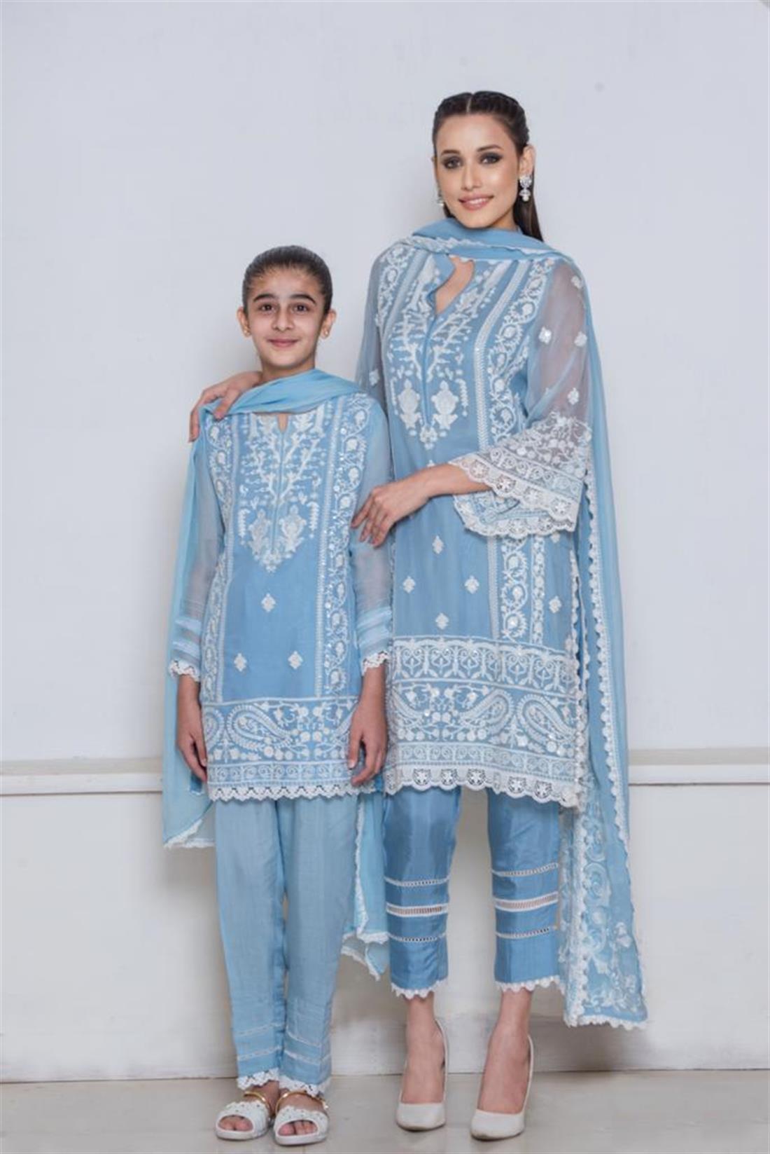 Blue Embroidered Lawn Kids