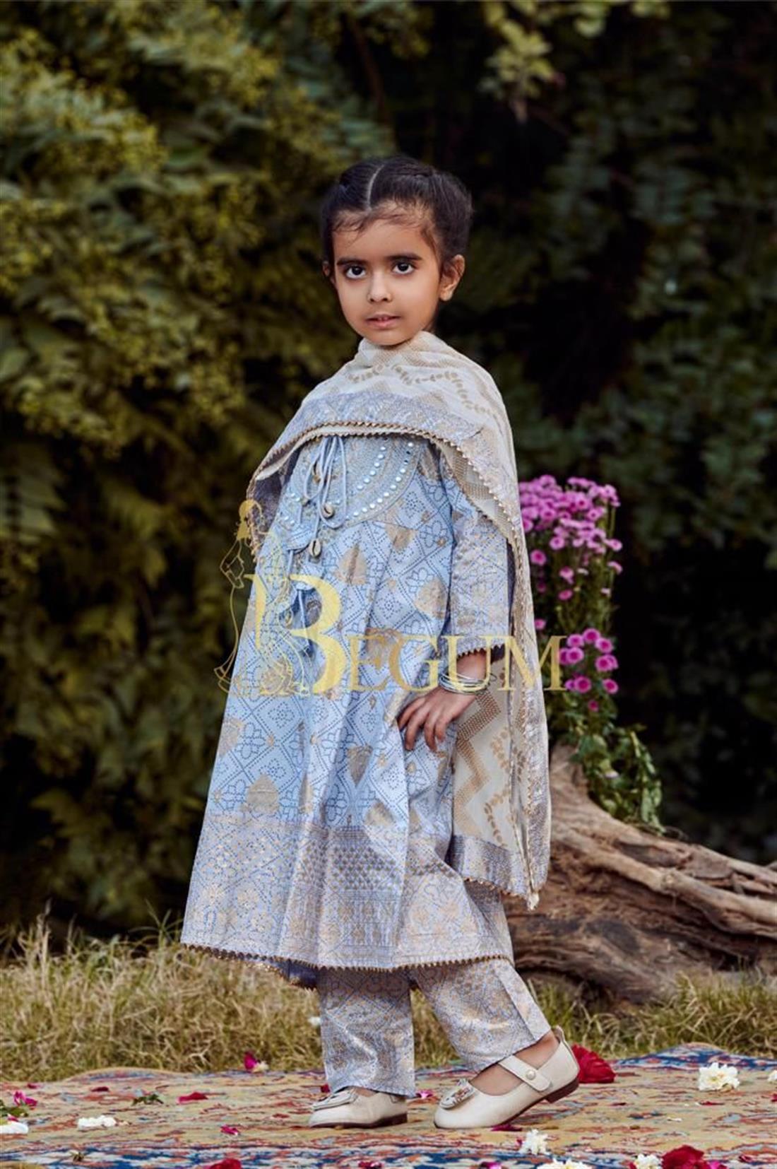 Light Blue Girls 3 Piece Suit