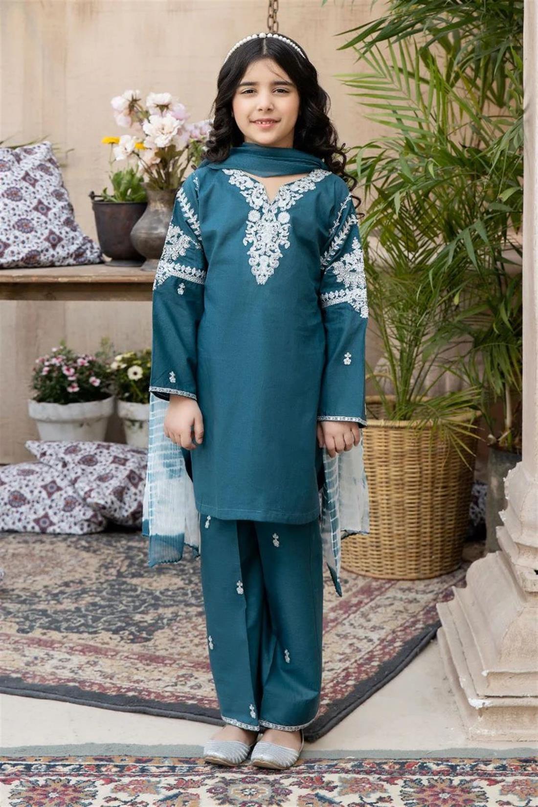 Teal Girls 3 Piece Suit