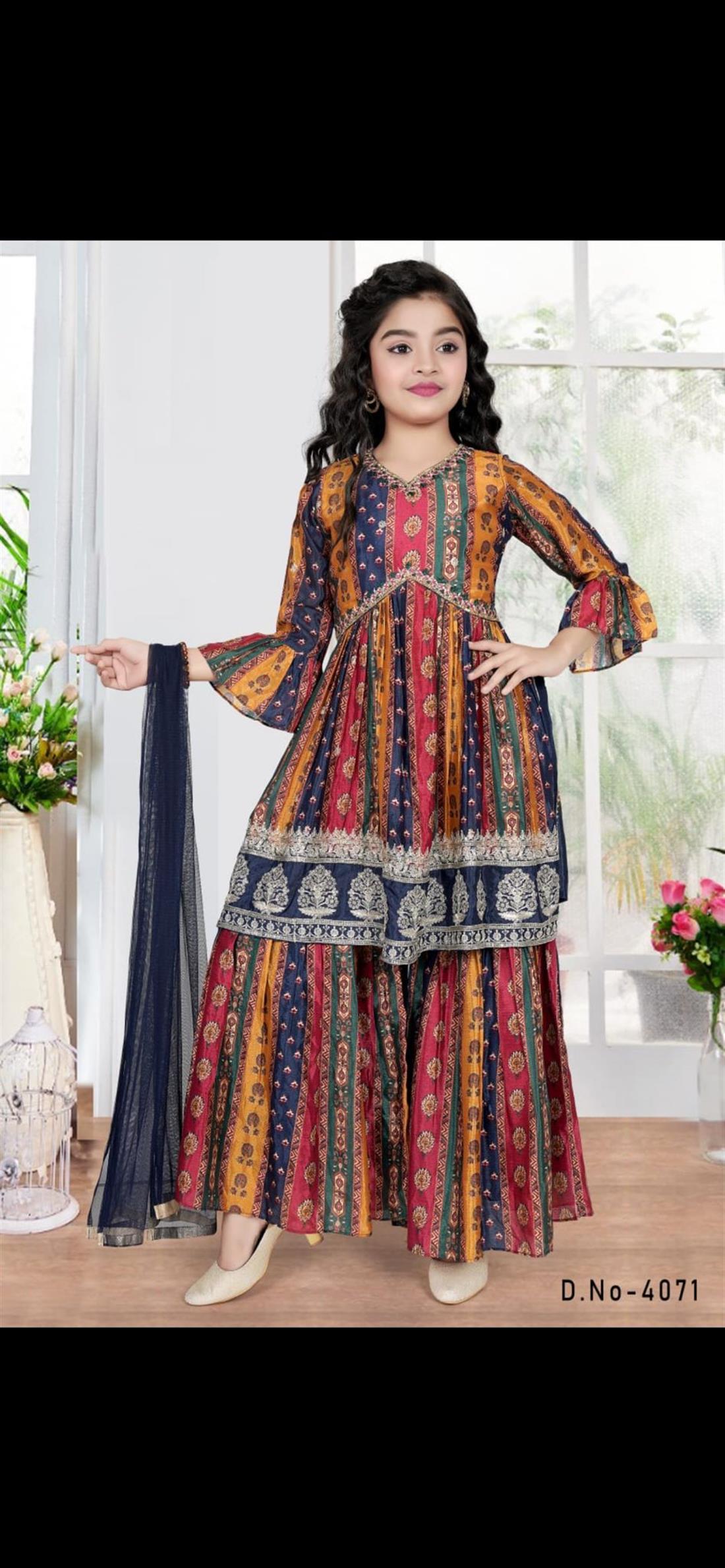 Multicolour Girls 3 Piece Suit