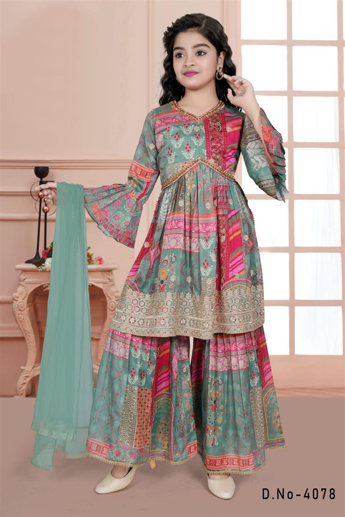 Green & Pink Girls 3 Piece Suit