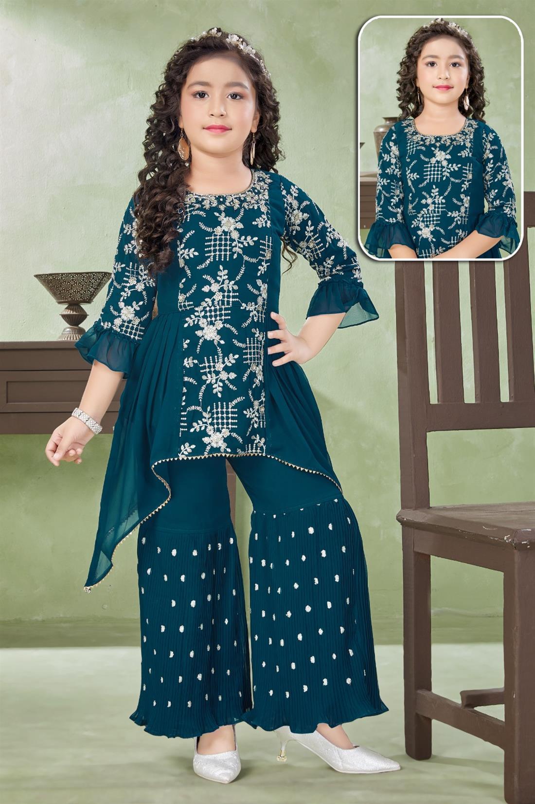Teal Girls 3 Piece Suit