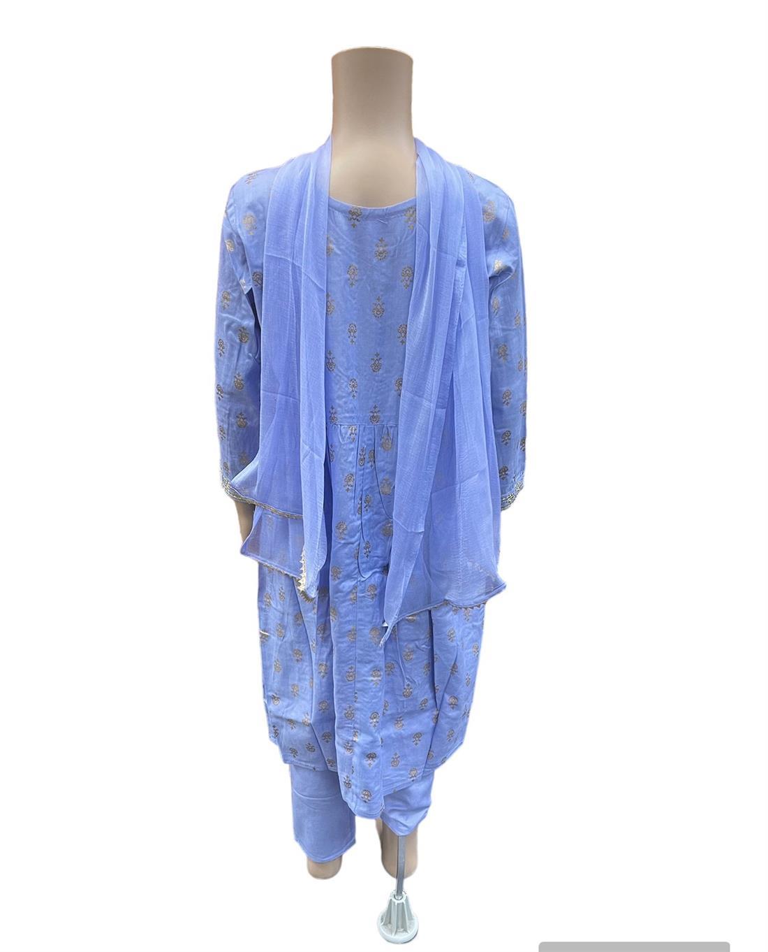 Lilac Cotton Maxi Mother And Daughter Kurti Suit